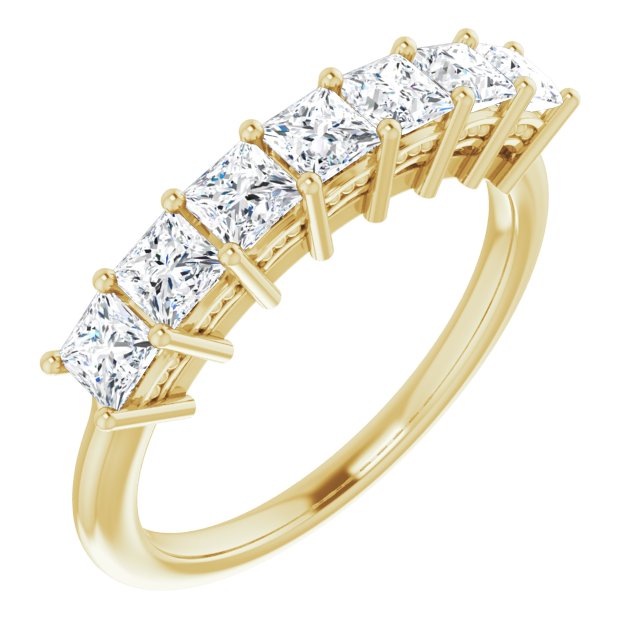 1.26 ct. Princess Cut Diamond Wedding Band 7 Stone Anniversary Ring-VIRABYANI